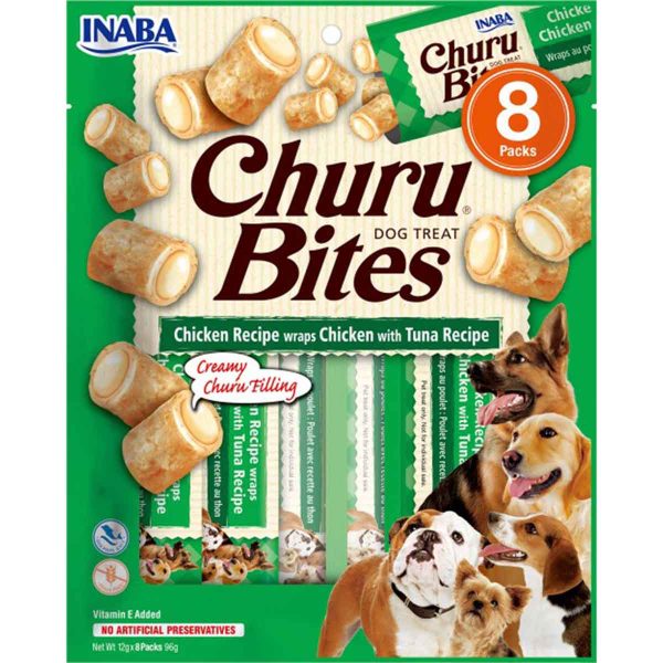 Ласощі INABA "Churu Bites" для собак, курка з тунцем 8*12 гр (8 шт.уп.) (48 шт в ящ.)
