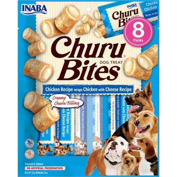 Ласощі INABA "Churu Bites" для собак, куркою з сиром 8*12 гр (8 шт.уп.) (48 шт в ящ.)