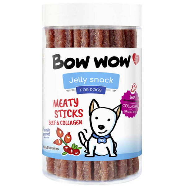 Ласощі для собак"Bow wow"м'ясні палички з яловичини та колагену, 12 см/370 гр (20 шт/уп)