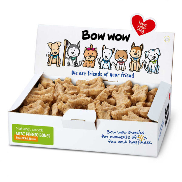 Ласощі для собак"Bow wow"міні-кісточки з птиці та юки, 900 гр/ box