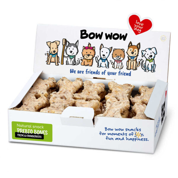 Ласощі для собак"Bow wow"натуральна кісточка з ялович.рубця та клюкви (30 шт/уп) box