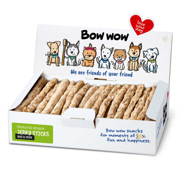 Ласощі для собак"Bow wow"натуральні палички з рубцем (50 шт/уп) box