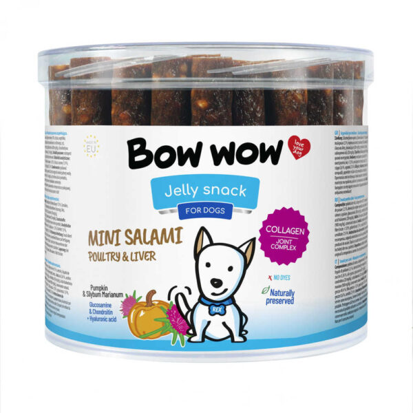 Ласощі для собак"Bow wow"палички міні-салямі з птицею та печінкою, 12см (60 шт/уп)