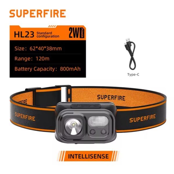 Потужний налобний ліхтар з датчиком руху Superfire HL23, USB