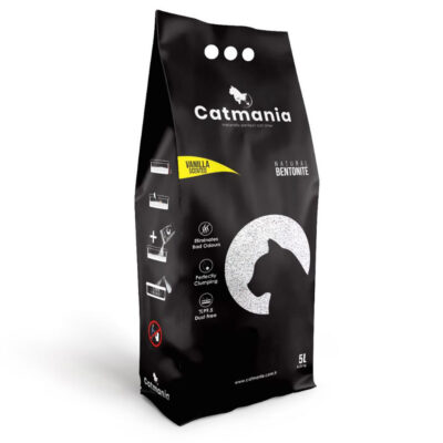 Бентонітовий наповнювач CATMANIA Ваніль із жовтими гранулами, 5 л