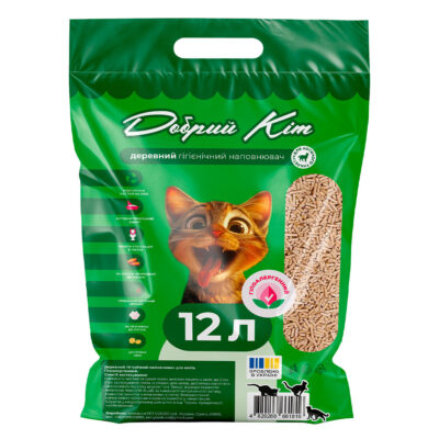 Наповнювач деревний "Добрий Кіт", 3кг (12л) 5шт/уп (продаж упаковкою), ціна за 1шт