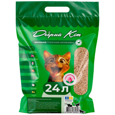 Деревний наповнювач Добрий Кіт 6кг (24л) × 3шт (продаж упаковкою), ціна за 1шт