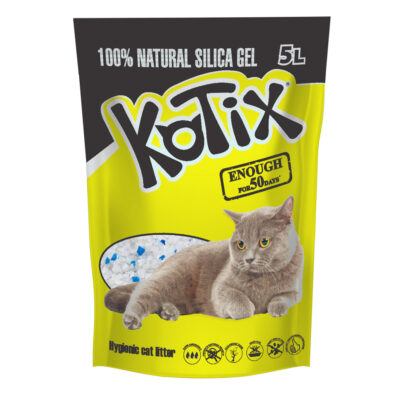 Наповнювач для туалету KOTIX 5 L для котів, силікагелєвий, без аромату