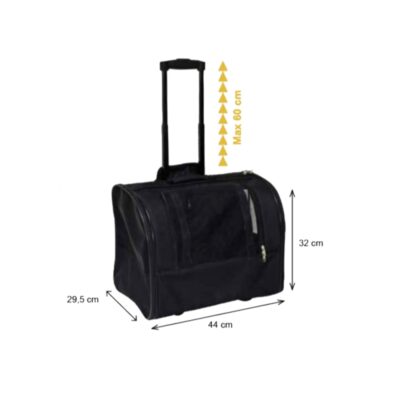 Переноска для собак та котів Trolley Jolie, чорна, на коліщатках, 44x28x33 см, до 10 кг