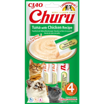 Ласощі INABA "Churu" для котів, тунець/курка 414 г