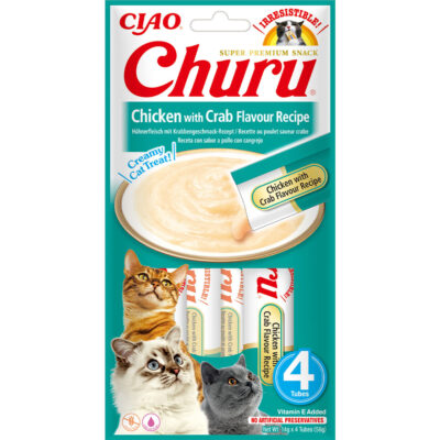Ласощі INABA "Churu" для котів, курка/краб 414 г