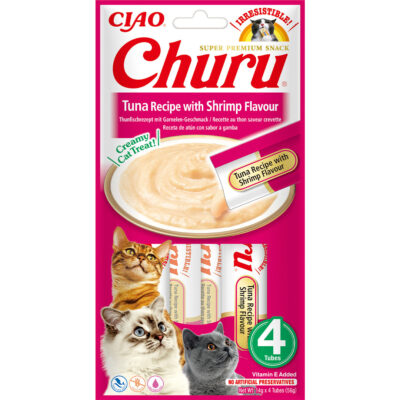 Ласощі INABA "Churu" для котів, мускус, тунець/креветки 56 г