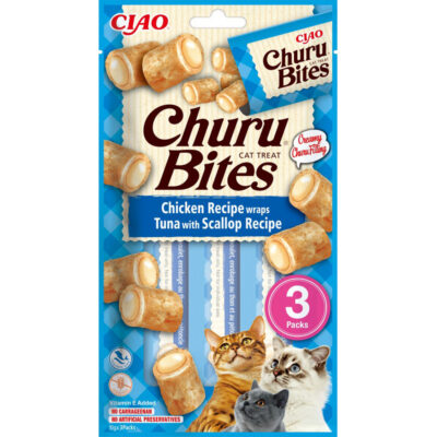 Ласощі INABA "Churu Bites" для котів, курка/тунець/морський гребінець 30 г