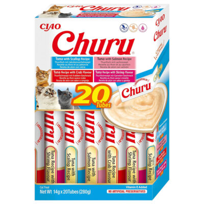 Ласощі INABA Churu для котів з тунцем та морепродуктами, 20x14 г