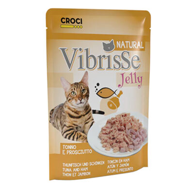 Пауч для кот. VIBRISSE JELLY, тунець/куряча шинка в желе, 70г