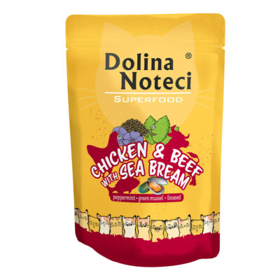 Пауч Dolina Noteci Superfood для котів з курятиною,яловичиною і дорадо, 85 г