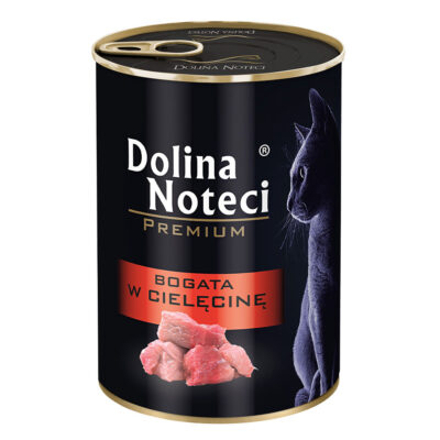 Корм конс. Dolina Noteci Premium для котів, м'ясні шматочки в соусі з телятиною, 400 г