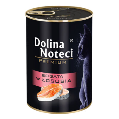 Корм конс. Dolina Noteci Premium для котів, м'ясні шматочки в соусі з лососем, 400 г