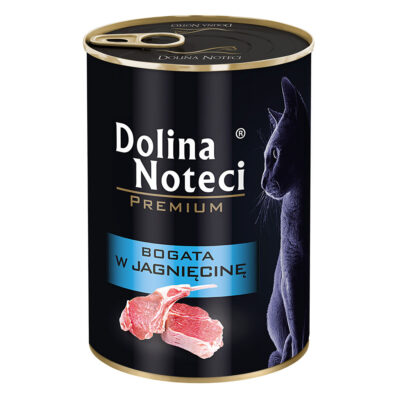 Корм конс. Dolina Noteci Premium для котів, м'ясні шматочки в соусі з ягнятиною, 400 г