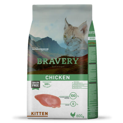 BRAVERY Chicken Cat Kitten, сухий корм для кошенят, з куркою, 600г