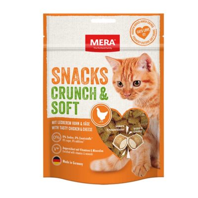 MERA SNACKS Crunch & Soft Huhn&Käse снеки для котів, з куркою та сиром, 200 г
