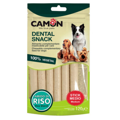 Ласощі для собак Овочеві палички з рисовим крохмалем 13х1,3 см Dental Snack CAMON, 120 г-6 шт/уп