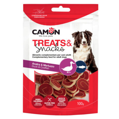 Ласощі м'ясні суші роли з качкою та тріскою Camon, 100 г, 3 см