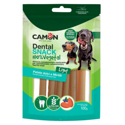 Ласощі Dental Snak Каннолі з солодкої картоплі начинені чорницею, 100 г 10.5 см
