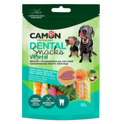Ласощі для собак Вузлова кістка з солодкої картоплі мікс смаків 6-7 см Dental Snack Mix CAMON, 80 г