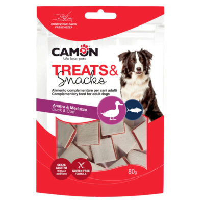 Ласощі м'ясні сендвіч з качкою та тріскою CAMON, 80 г, 3x0,5 см