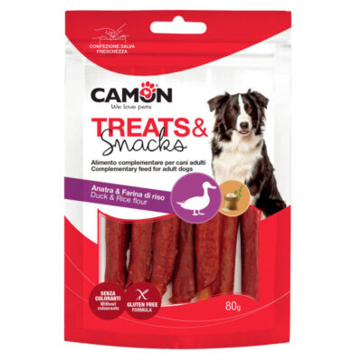 Ласощі м'ясні палички з качкою та рисом CAMON, 80 г, 10 см