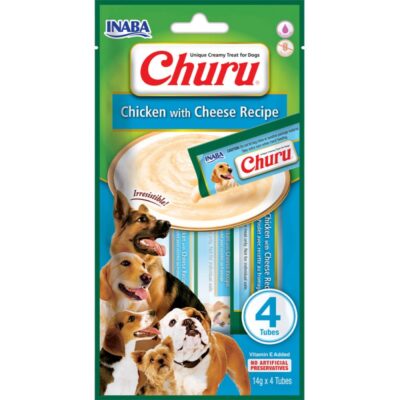Ласощі INABA "Churu" для собак, вершковий мус в стіках, курка з сиром 820 гр (8 шт.уп.) (48 шт в ящ.)