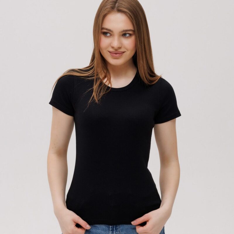 Футболка жіноча рубчик 33-2373 чорний 6-XXL