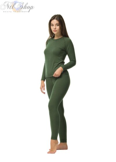 Комплект термобілизни жіночий тонкий 79-2641 хакі 6-XXL