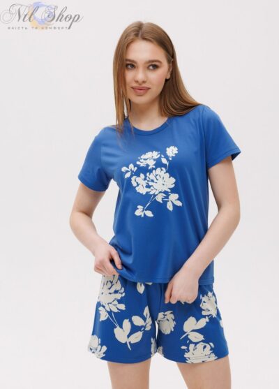 Піжама жіноча з шортами 48-2645 синій 6-XXL