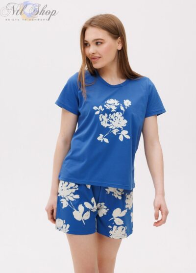 Піжама жіноча з шортами 48-2645 синій 6-XXL