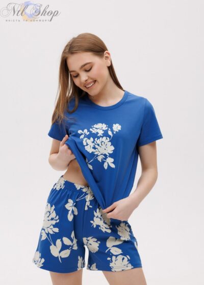 Піжама жіноча з шортами 48-2645 синій 6-XXL