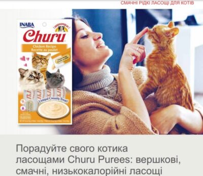Ласощі INABA "Churu" для котів, з тунцем 414 г 3