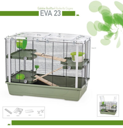 Клітка для кролів та морських свинок MPS EVA 23, 79x45x60 см, пластик/метал, зелена/чорна 190.00.4