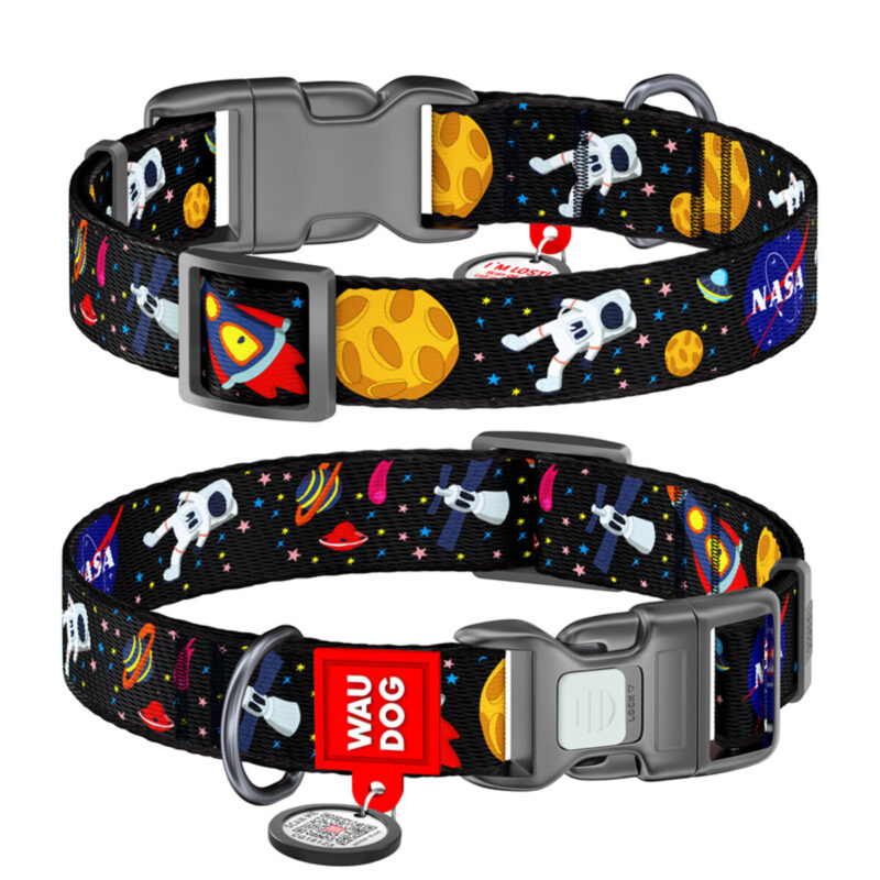 Нашийник WAUDOG Nylon для собак малюнок "NASA", 15 мм, 25-35 см, нейлон