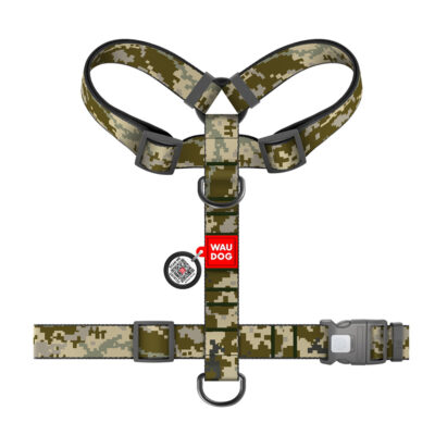 Анатомічна шлея WAUDOG Nylon H-подібна малюнок "Мілітарі" для собак, XL, А 56-95 см, В 68-110 см, Ш 35 мм 2