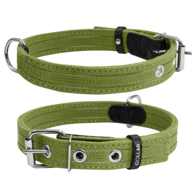 Нашийник для собак CoLLaR бавовняна тасьма, подвійний, зелений, 41-53 см, 25 мм