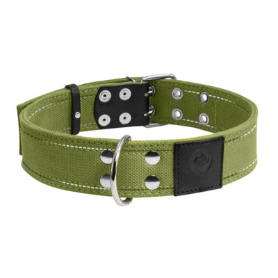 Нашийник для собак CoLLaR, брезентовий, подвійний, плоский, зеленого кольору, 56-71 см, ширина 45 мм 2