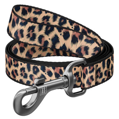 Повідець для собак WAUDOG Nylon, леопард, L-XXL, 300 см, ширина 25 мм