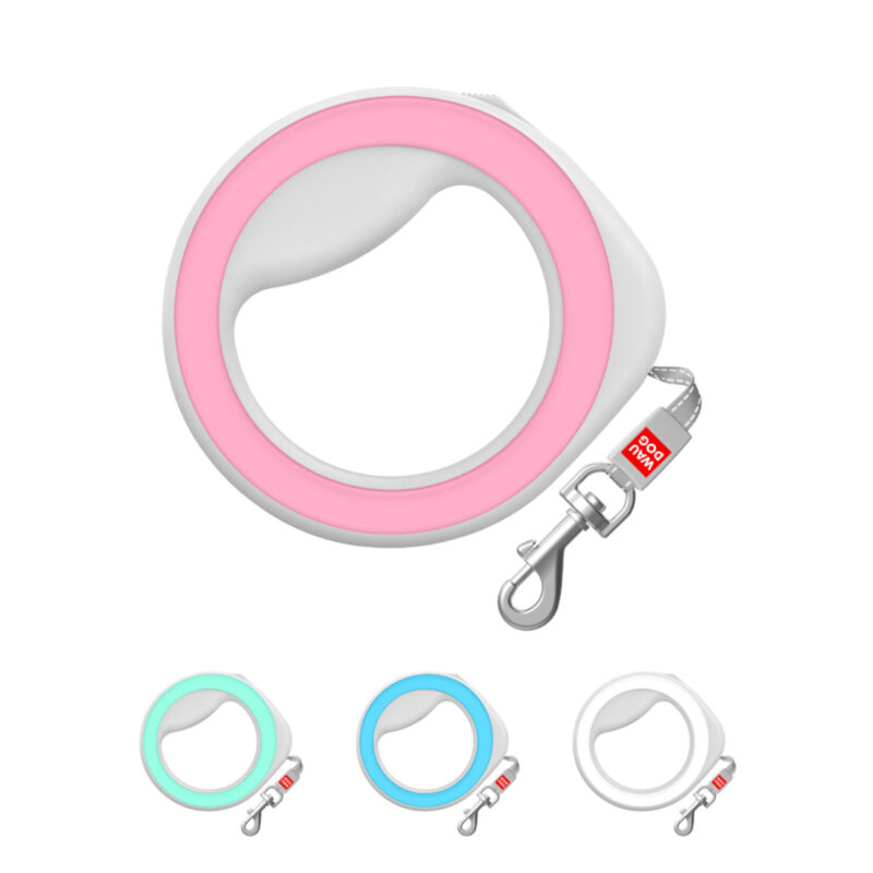 Повідець-рулетка WAUDOG R-leash, кругла, до 40 кг, 2,9 м, пластиковий, рожевий