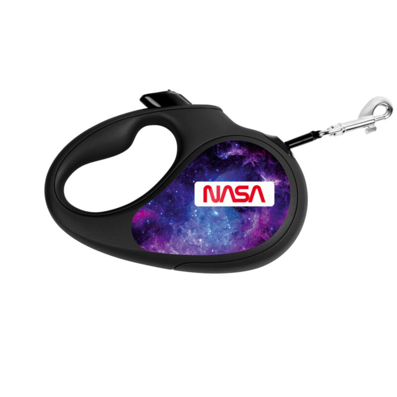 Повідець-рулетка WAUDOG R-leash NASA21, S, до 15 кг, 5 м, світловідбиваюча стрічка, чорний