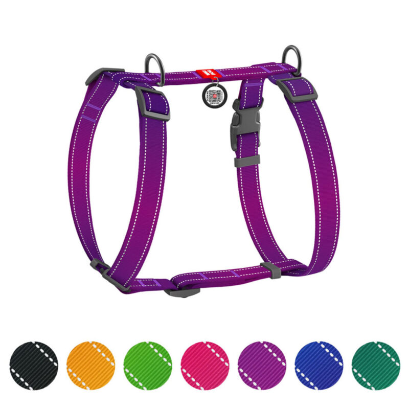 Шлея анатомічна H-подібна WAUDOG Nylon Mono, світловідбивна, для собак, S, обхват 30-40 см, нейлон, 15 мм