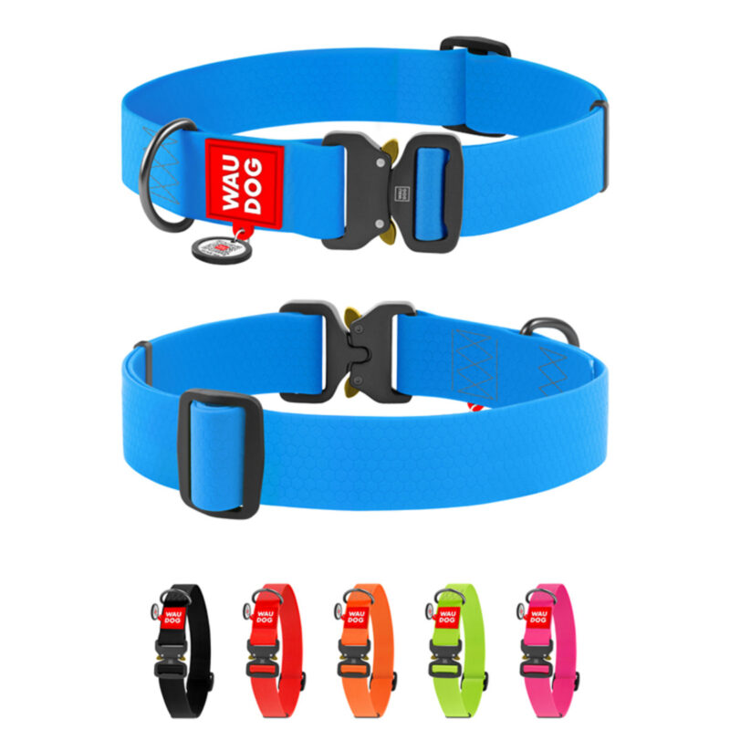 Нашийник WAUDOG Waterproof, металічна пряжка-фастекс, 40 мм, 46-70 см, блакитний