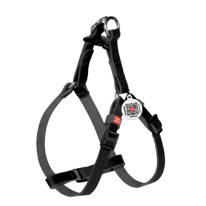 Шлея WAUDOG Classic для котів та дрібних собак шкіряна, чорна, 10 мм, обхват 28-40 см