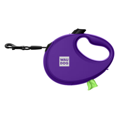 Повідець-рулетка WAUDOG R-leash з контейнером для пакетів, M, до 20 кг, 5 м, фіолетовий 4